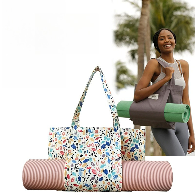 Yoga Mat - Yoga-Matte-Tragetasche aus Canvas mit Blumenmuster, Pilates-Matte-Aufbewahrungstasche,