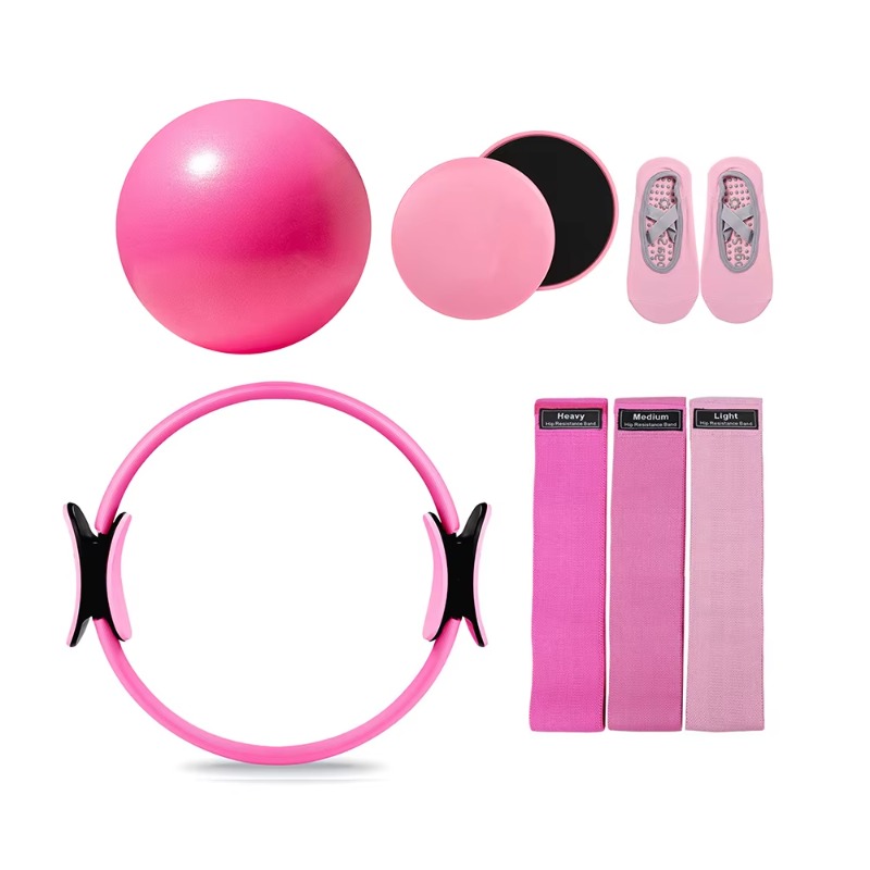 Resistance Band - YTYIN Pilates-Zubehör-Set, personalisierbarer Mini-Pilatesball, Pilates-Ring, Stoff-Widerstandsbänder,