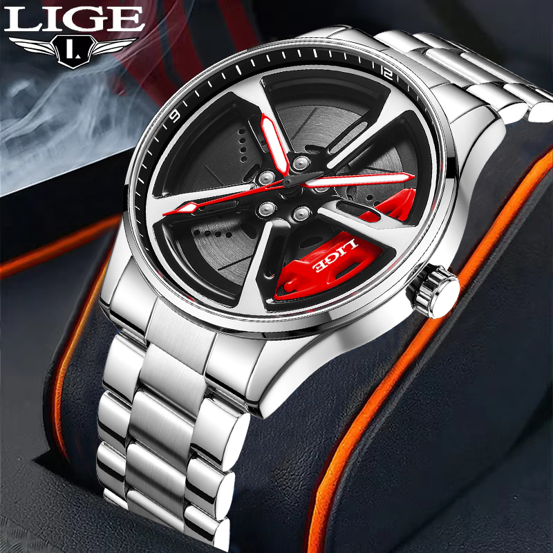 Resistance Band - LIGE Einzigartige Kreative Quarz-Herrenuhr mit Stahlarmband,