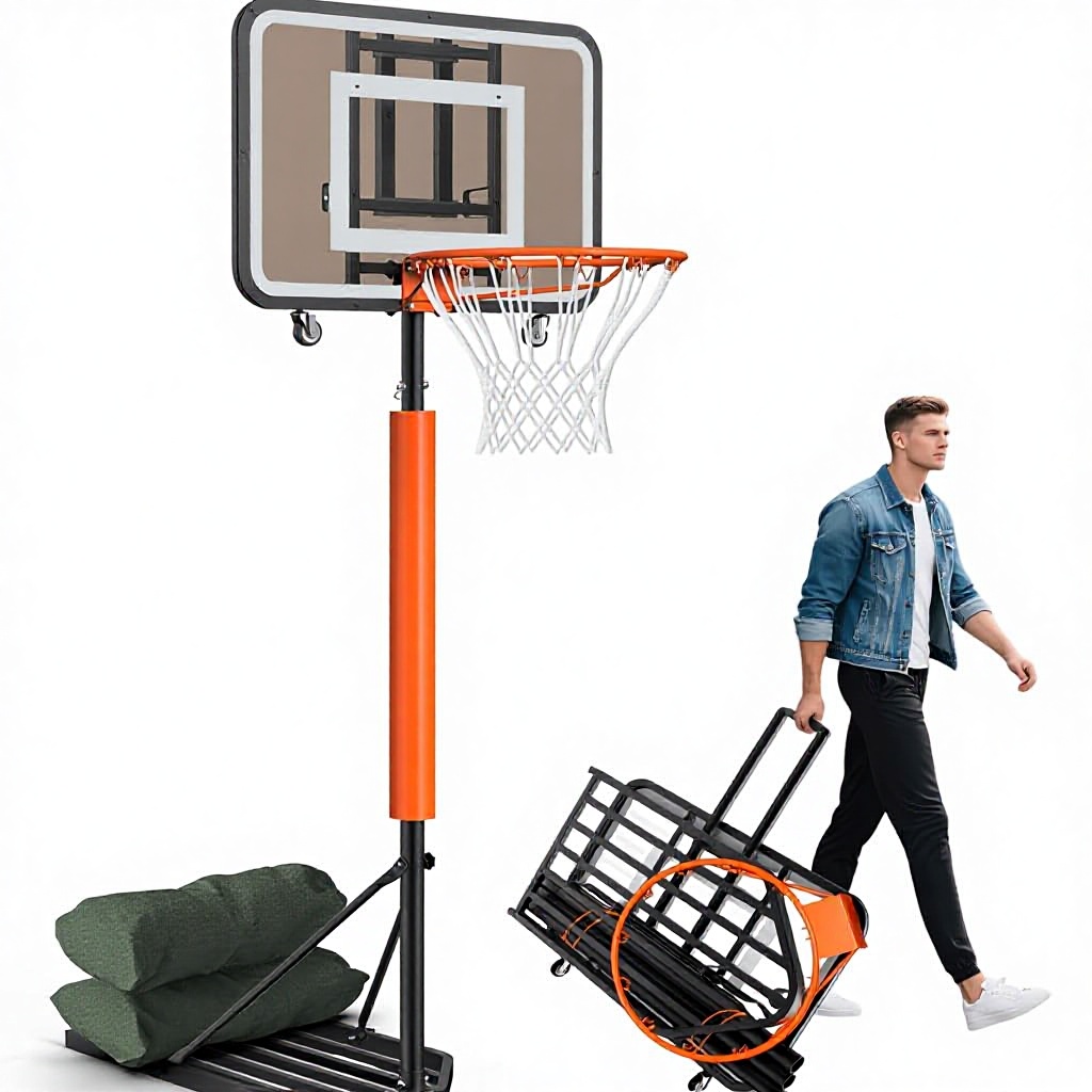 Basketball Hoop - Verstellbares, tragbares Basketballkorb-System, 7,1–8,9 Fuß, 33-Zoll-Brett