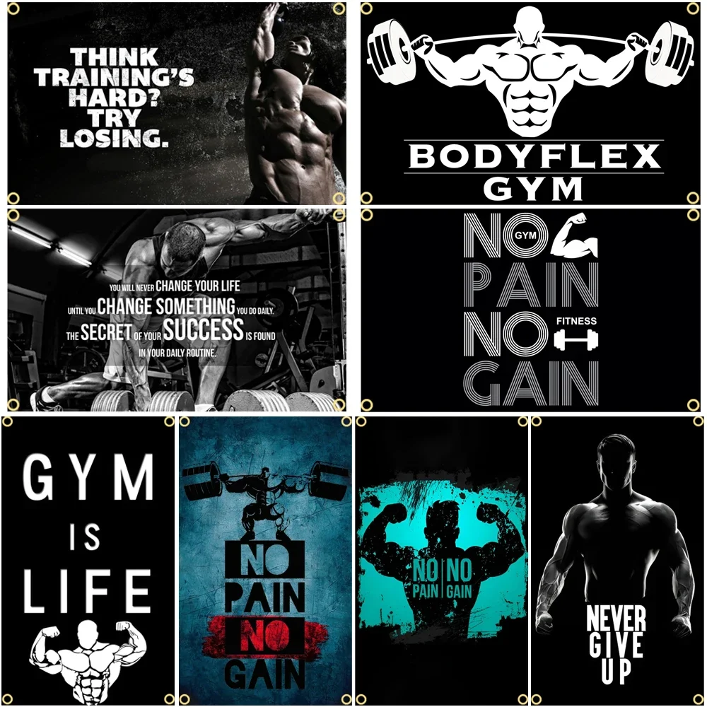 Sports Equipment Poster - GYM Flagge Nachricht Zeichen Slogan Übung